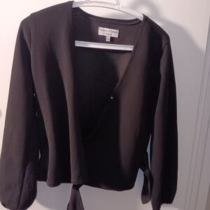 Black Wrap Cardigan with Tie